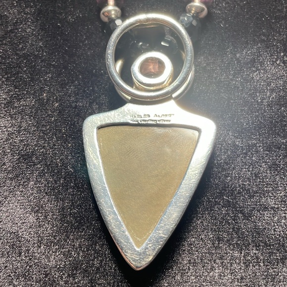 Charles Albert Sterling silver necklace tricolor with pendant. - Picture 3 of 4